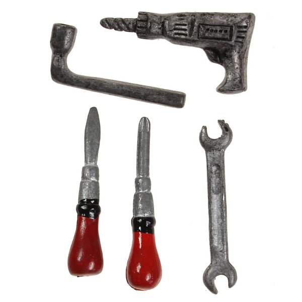 Miniatur-Werkzeug-Set mit Bohrmaschine Metall 3 cm