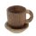 Kaffetasse mini mit Untertasse aus Holz 1,5 cm verwittert