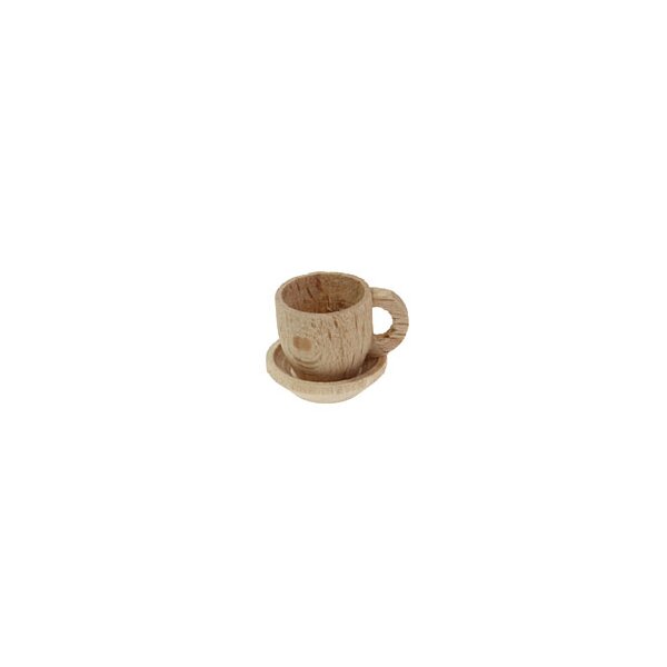 Kaffetasse mini mit Untertasse aus Holz 1,5 cm natur