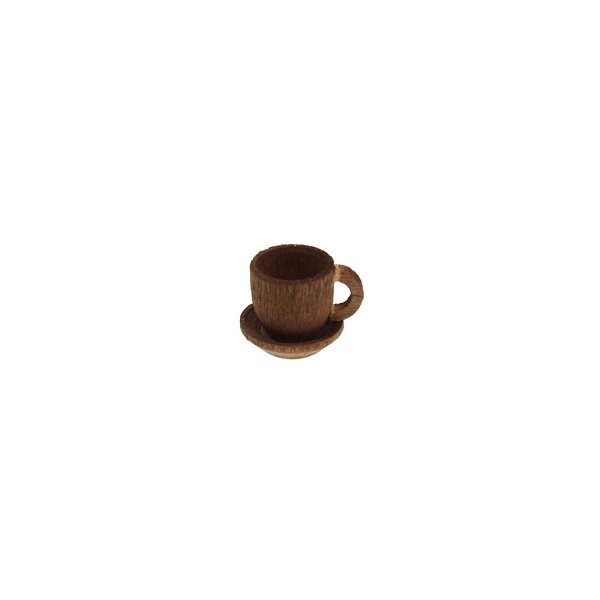 Kaffetasse mini mit Untertasse aus Holz 1,5 cm braun
