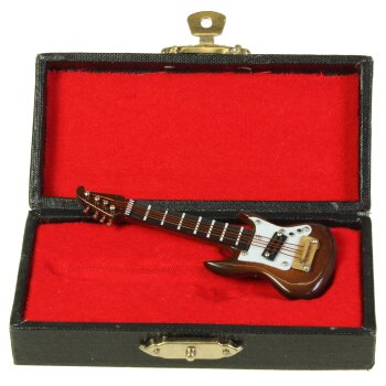 E-Gitarre mini braun 8 cm Mini-Gitarre im Geschenkekoffer
