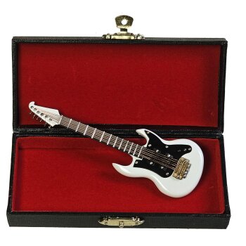 Mini E-Gitarre weiss Premium im Geschenkkoffer 12 cm