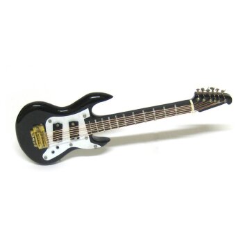 Mini E-Gitarre schwarz Premium im Geschenkkoffer 12 cm