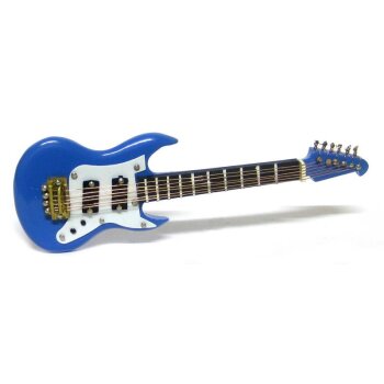 Mini E-Gitarre blau Premium im Geschenkkoffer 12 cm