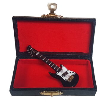 E-Gitarre mini schwarz 8 cm Mini-Gitarre im Geschenkekoffer