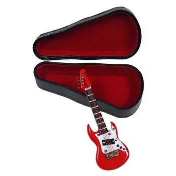E-Gitarre mini rot 8 cm Mini-Gitarre im Geschenkekoffer
