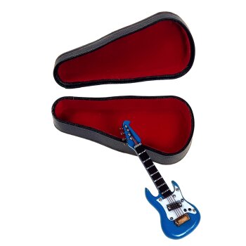 E-Gitarre mini blau 8 cm Mini-Gitarre im Geschenkekoffer