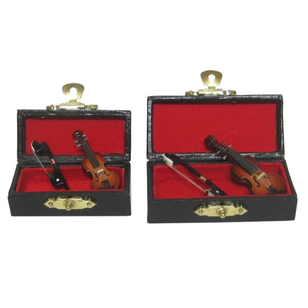 Mini-Violine 4 cm Premium im Geschenkkoffer Deko-Violine Deko-Geige