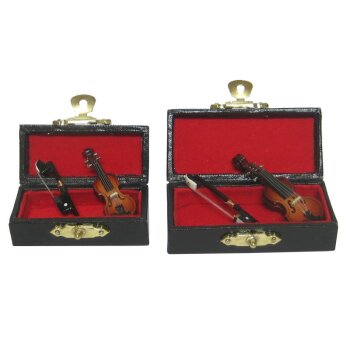 Mini-Violine 4 cm Premium im Geschenkkoffer Deko-Violine...