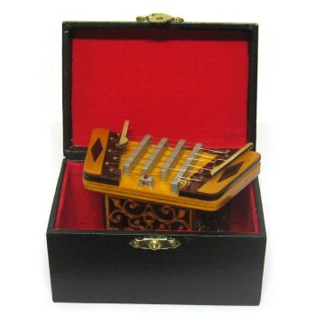Miniatur-Hackbrett mit Holzgestell 10 cm im Geschenkkoffer