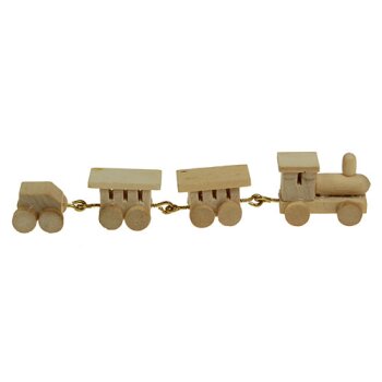 Miniatur-Dekozug aus Holz natur 9,5 cm 4-teilig